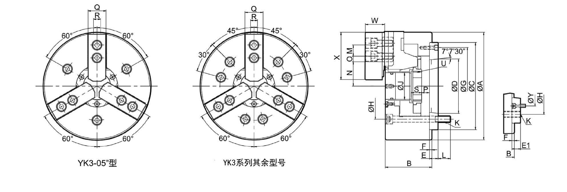 YK3-3钳口通孔液压卡盘