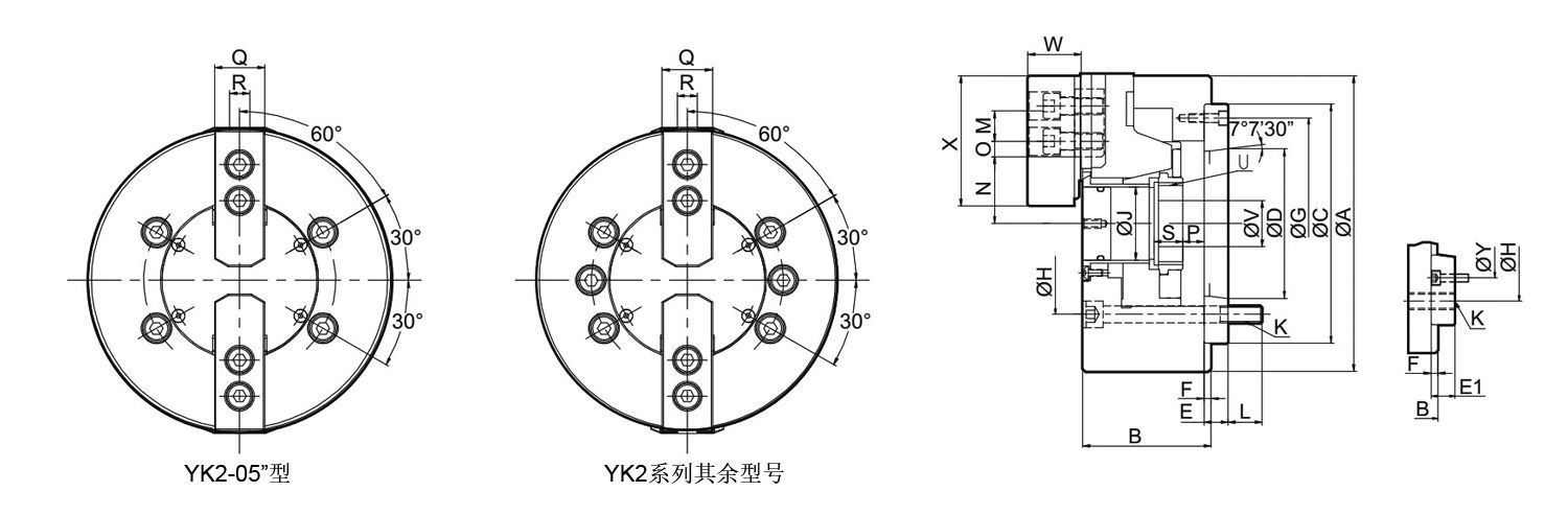 YK2-2钳口通孔液压卡盘